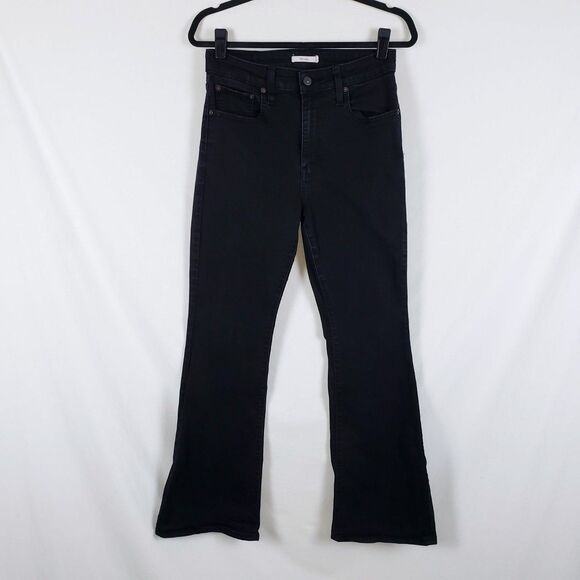 Levi's Womens 726 Flare Jeans Black Size 31 Dark Academia Dark Bohemian Rocker - Picture 1 of 12